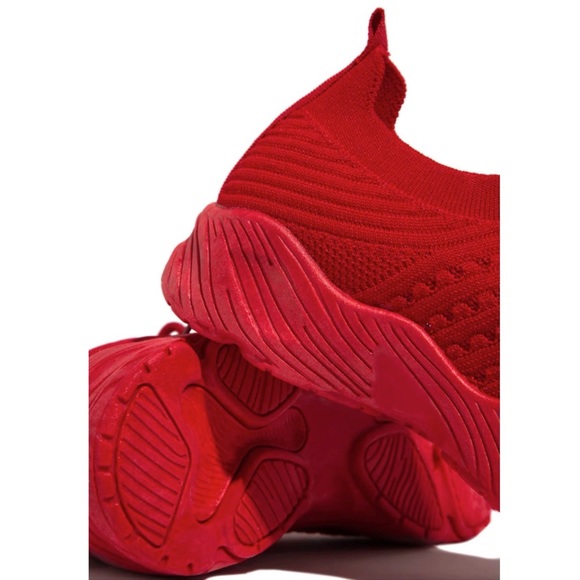 Red Slip On Comfy Athleisure Sneakers - Picture 4 of 11